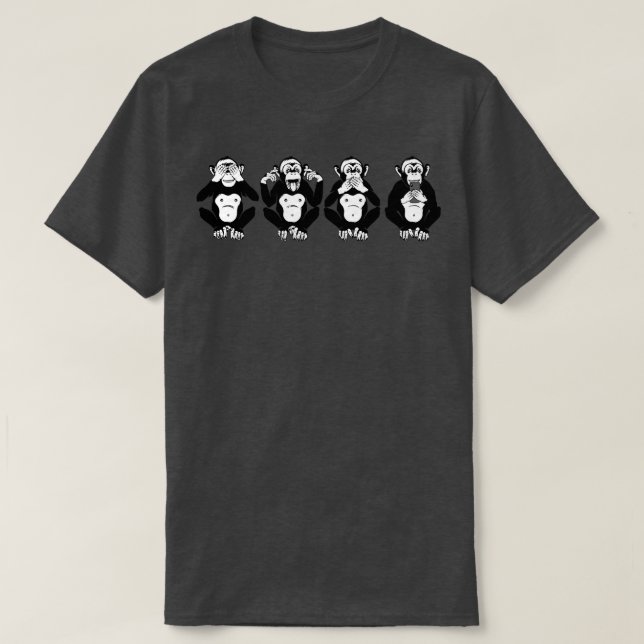 See No Evil Hear No Evil Speak No Evil Text No Evi T-Shirt (Design Front)
