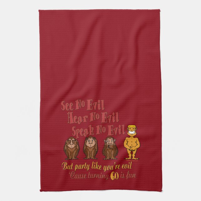 See No Evil Party 60th Tea Towel (Vertical)