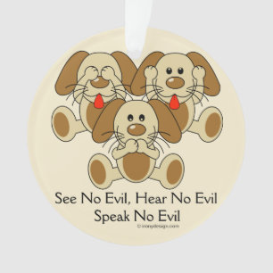 See No Evil Puppies Ornament