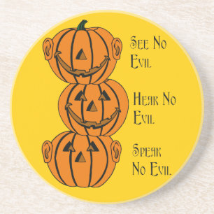 See No, Hear No, Speak No Evil Pumpkins Coaster