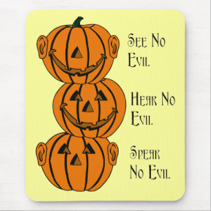 See No, Hear No, Speak No Evil Pumpkins Mouse Pad