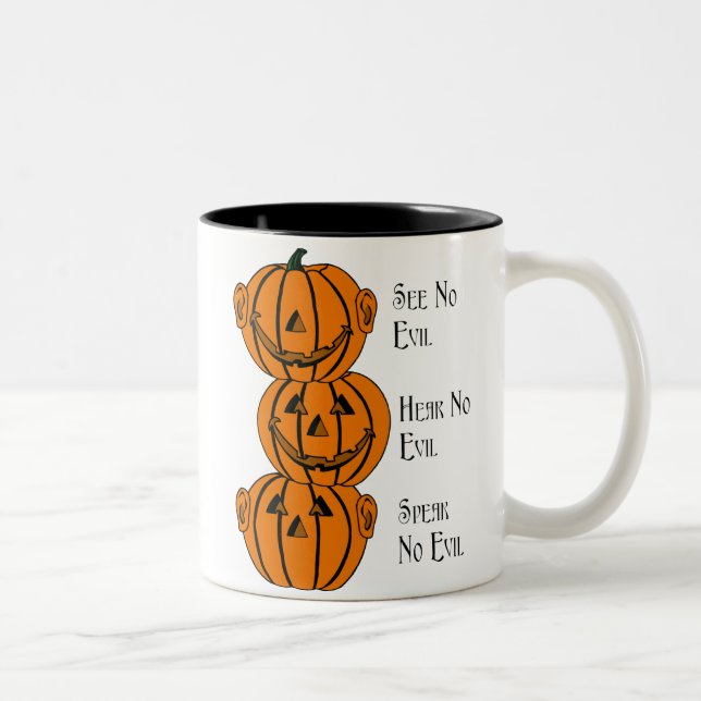 See No, Hear No, Speak No Evil Pumpkins Mug (Right)