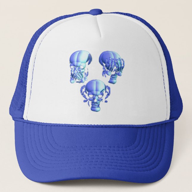 See No, Hear No, Speak No Evil Skulls Hat (Front)