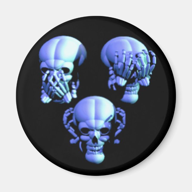 See No, Hear No, Speak No Evil Skulls Magnet (Front)