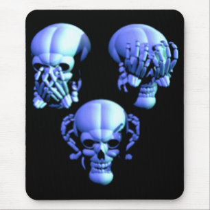See No, Hear No, Speak No Evil Skulls Mouse Pad