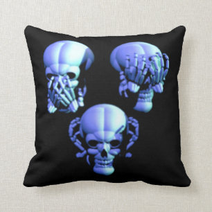 See No Hear No Speak No Evil Skulls Pillow