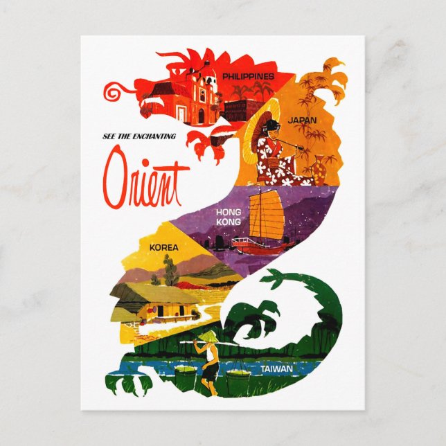 See Orinet. Far east countries inside dragon Postcard (Front)