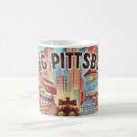 See Pittsburgh Illustrated Postcard Mug<br><div class="desc">An old colourfully drawn postcard from Pittsburgh, Pennsylvania repurposed!</div>