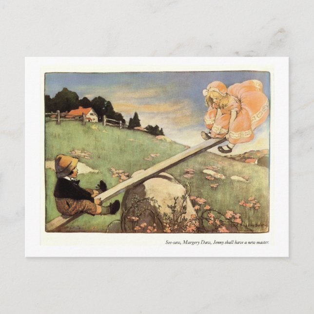 See Saw, Margery Daw Nursery Rhyme Postcard (Front)