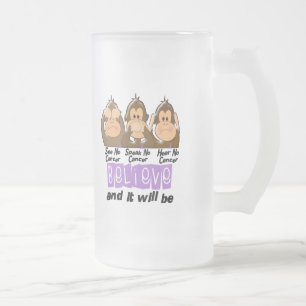 See Speak Hear No Cancer 1 Frosted Glass Beer Mug
