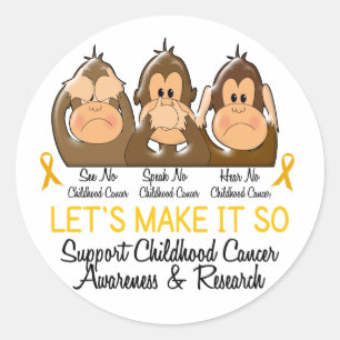 See Speak Hear No Childhood Cancer 2 Classic Round Sticker