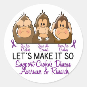 See Speak Hear No Crohns Disease 2 Classic Round Sticker