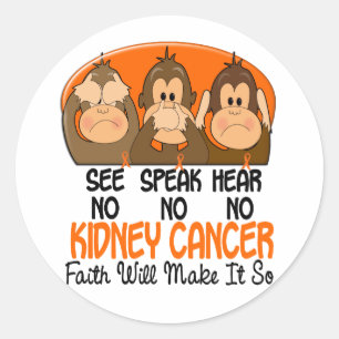 See Speak Hear No Kidney Cancer 1 Classic Round Sticker