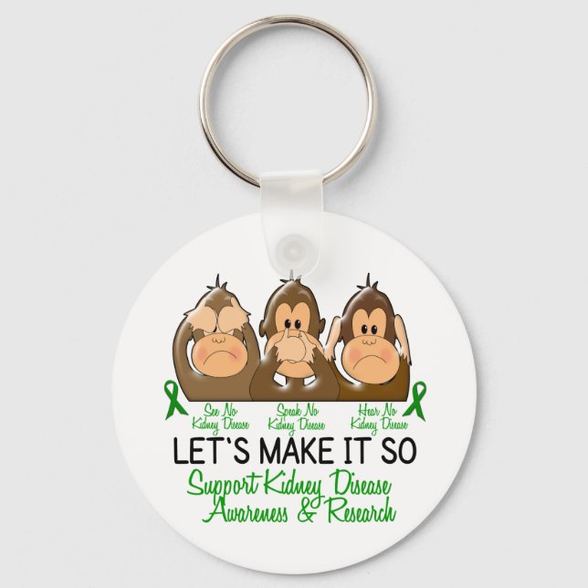 See Speak Hear No Kidney Disease 2 Key Ring (Front)