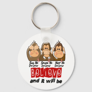 See Speak Hear No Oral Cancer 3 Key Ring