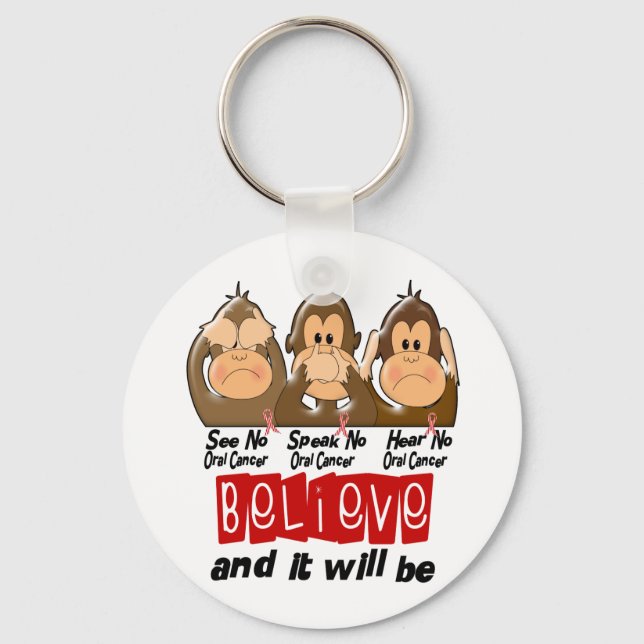 See Speak Hear No Oral Cancer 3 Key Ring (Front)