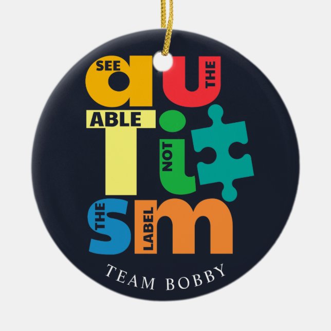 See The Able Autism Awareness Campaign Christmas Ceramic Tree Decoration (Front)