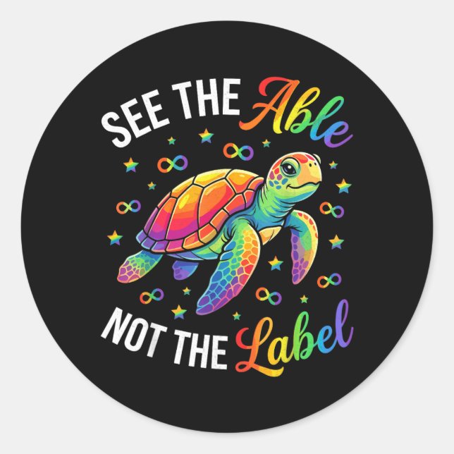 See The Able Not The Label Turtle Autism Awareness (Front)