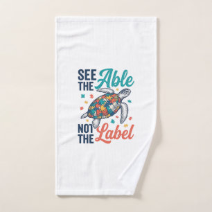 See the Able Turtle Puzzle Awareness Shirt Design_ Hand Towel