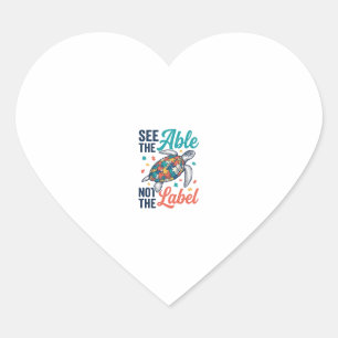 See the Able Turtle Puzzle Awareness Shirt Design_ Heart Sticker