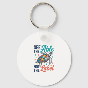 See the Able Turtle Puzzle Awareness Shirt Design_ Key Ring