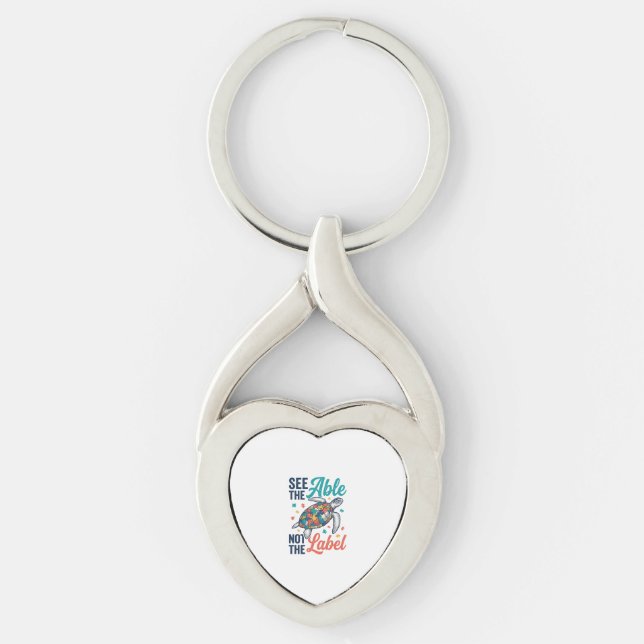 See the Able Turtle Puzzle Awareness Shirt Design_ Key Ring (Front)