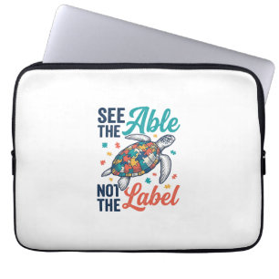 See the Able Turtle Puzzle Awareness Shirt Design_ Laptop Sleeve