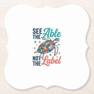 See the Able Turtle Puzzle Awareness Shirt Design_ Paper Coaster