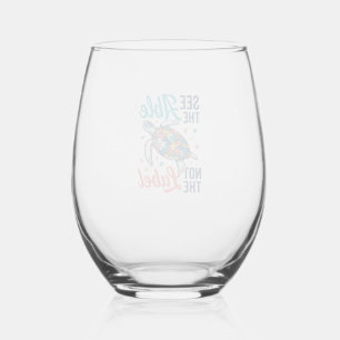 See the Able Turtle Puzzle Awareness Shirt Design_ Stemless Wine Glass