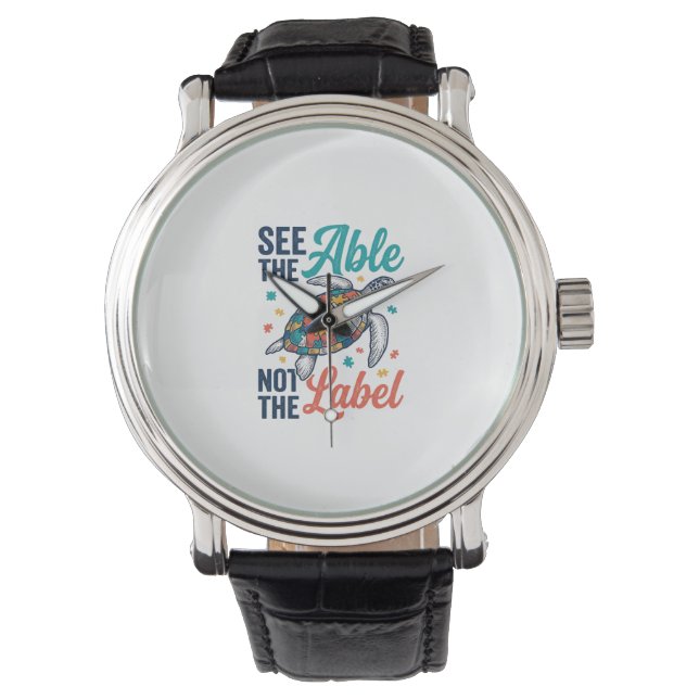 See the Able Turtle Puzzle Awareness Shirt Design_ Watch (Front)