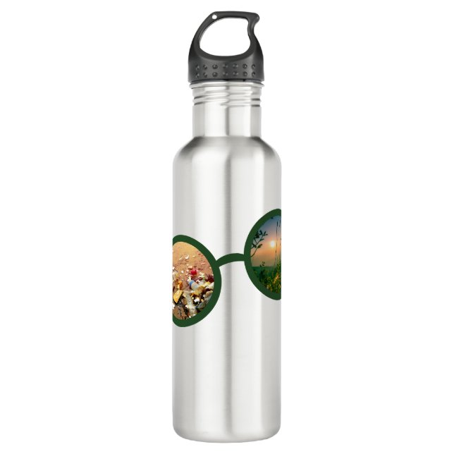 See the Change Glasses Nature vs Pollution Design 710 Ml Water Bottle (Front)