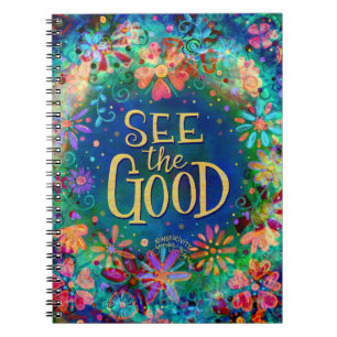 See the Good Floral Pretty Blue Inspirivity Notebook