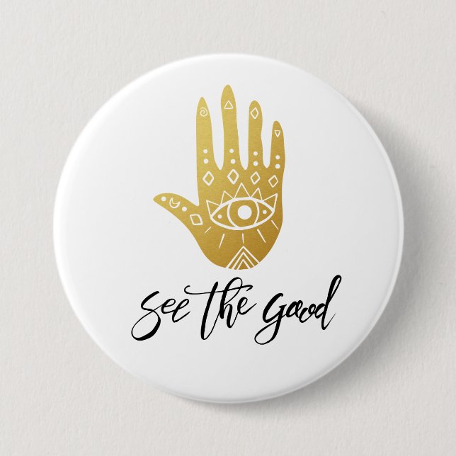 See the Good Hamsa 7.5 Cm Round Badge (Front)