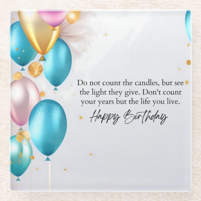 See the Light Birthday Glass Coaster (Front)