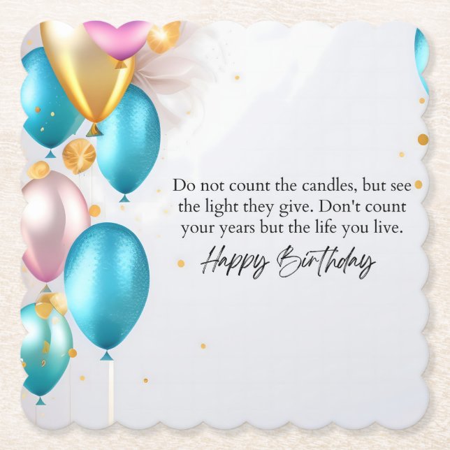 See the Light Birthday Paper Coaster (Front)
