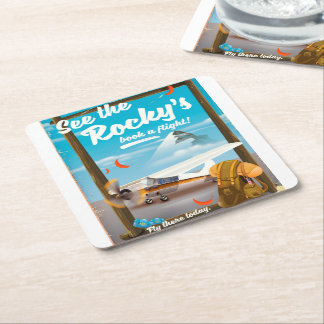 See The Rocky's "Book a flight!" Square Paper Coaster