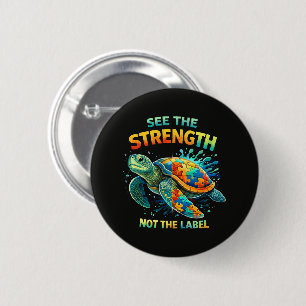 See the Strength Turtle Autism Acceptance 6 Cm Round Badge