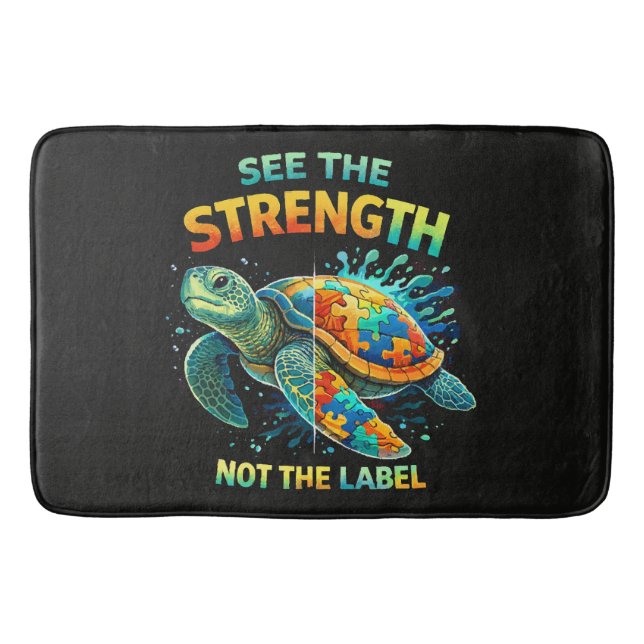 See the Strength Turtle Autism Acceptance Bath Mat (Front)