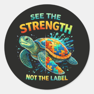See the Strength Turtle Autism Acceptance Classic Round Sticker