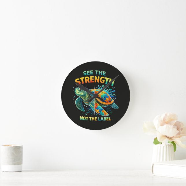See the Strength Turtle Autism Acceptance Round Clock (Home)
