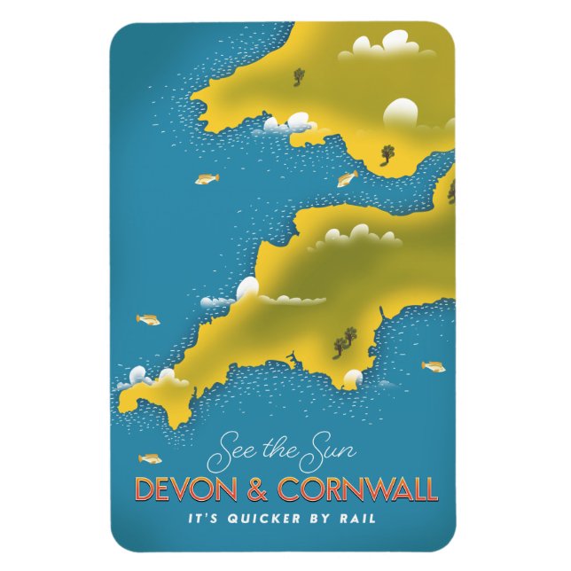 See the Sun - Devon & Cornwall travel poster. Magnet (Vertical)