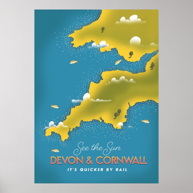 See the Sun - Devon & Cornwall travel poster. Poster (Front)