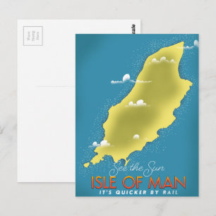 See the Sun - Isle of Man travel poster. Postcard