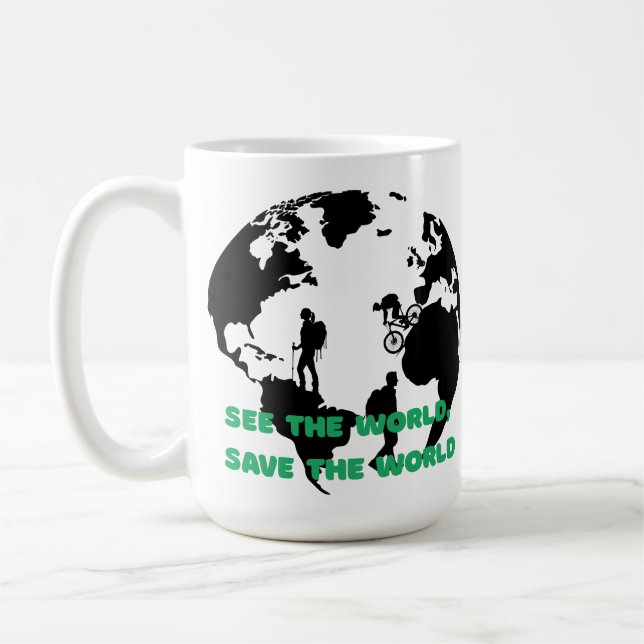 See the World Save the World Cycling Hiking  Coffee Mug (Left)