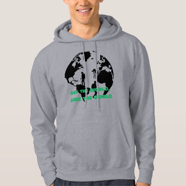 See the World Save the World Cycling Hiking  Hoodie (Front)