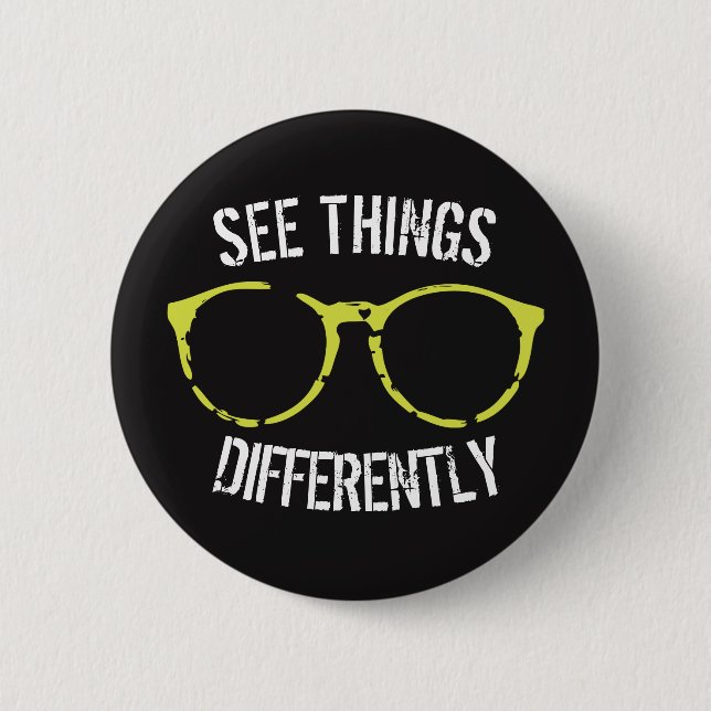 See Things Differently Black & Green Glasses Pin (Front)