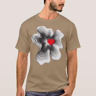 See Through Heart Cut Paper Effect T-Shirt