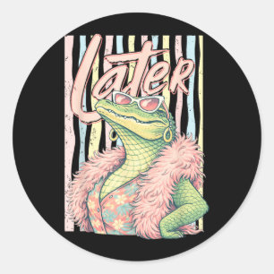 See Ya Gator Relax Crocodile Funny Sarcastic Pun Classic Round Sticker