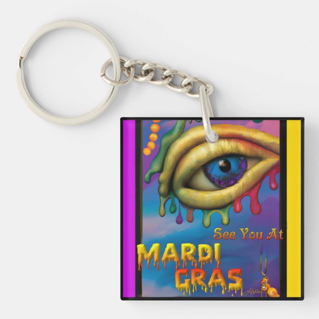 See You At Mardi Gras Eye Key Ring (Front)