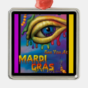 See You At Mardi Gras Eye Metal Tree Decoration